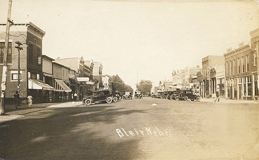 Washington Street looking east from 17th Street (post 1920 because of brick streets)